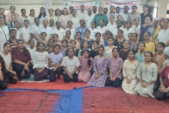 "Yoga session on International Yoga Day at Thane Civil Hospital with Dr. Nitin Ambadekar"