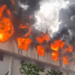 भिवंडी के सरवली गोवा एमआईडीसी में स्थित मंगलमूर्ति डाइंग कंपनी में शुक्रवार सुबह भीषण आग। करोड़ों का नुकसान, जनहानि नहीं।