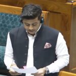 लोकसभा में अविश्वास प्रस्ताव पर बोलते हुए शिवसेना सांसद डॉ. श्रीकांत शिंदे।