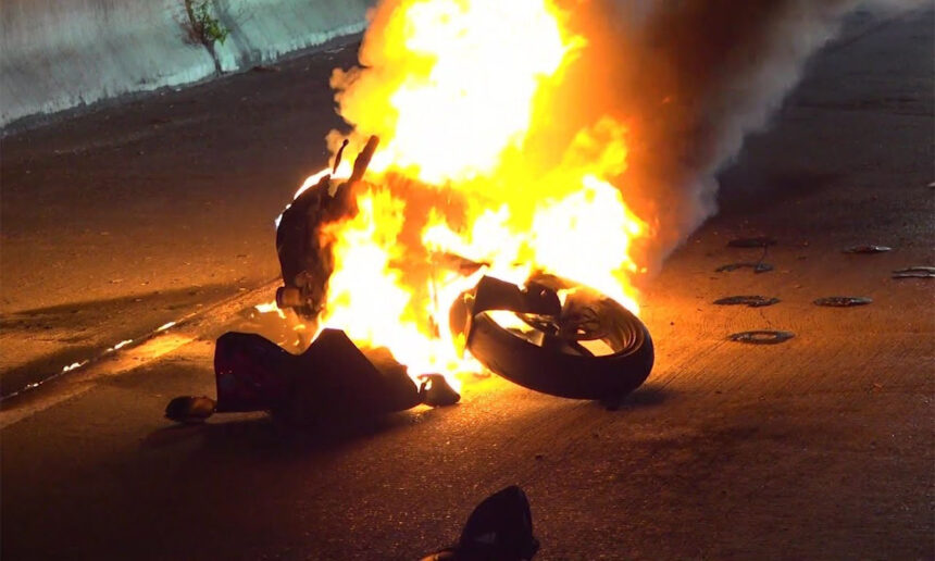 Bike Catches Fire