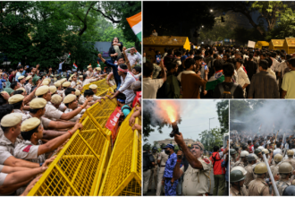 संसद मार्च के दौरान दिल्ली में प्रदर्शनकारियों और पुलिस के बीच हिंसक झड़प