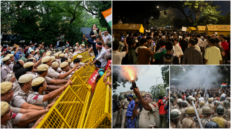 संसद मार्च के दौरान दिल्ली में प्रदर्शनकारियों और पुलिस के बीच हिंसक झड़प